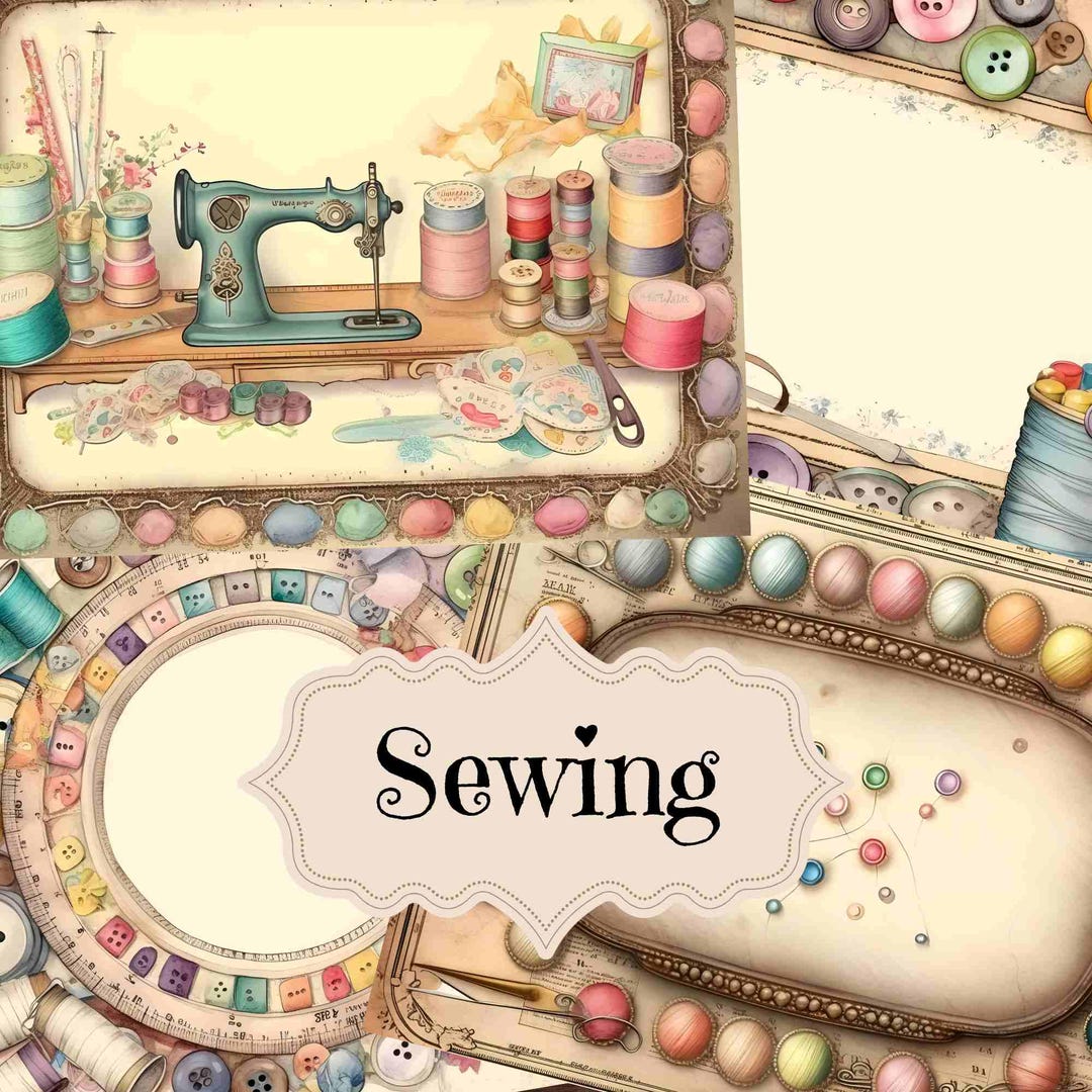 Vintage Sewing Junk Journal Kit: Shabby Chic Printable Pages (digital ...