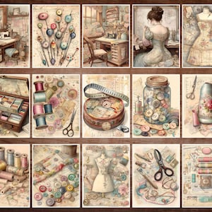 Vintage Sewing Junk Journal Kit Sewing Scrapbook Digital Printable ...