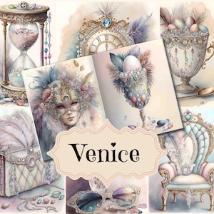 Junk Journal Kit Italie Venise vintage Junk Journal fournitures Pages numériques imprimables Venise Scrapbooking impressions arrière-plans shabby chic Venise