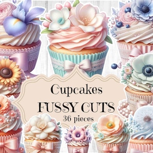 Muffins Junk Journal Supplies Livro de receitas vintage Ephemera Scrapbook Culinária Shabby Chic Muffins FussyCuts Muffins Ephemera Cupcakes Recortes