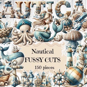Nautical Junk Journal Supplies Marine plakboek Afdrukbare pagina's Nautical Shabby Chic Marine CutOuts Digitale nautische ephemera