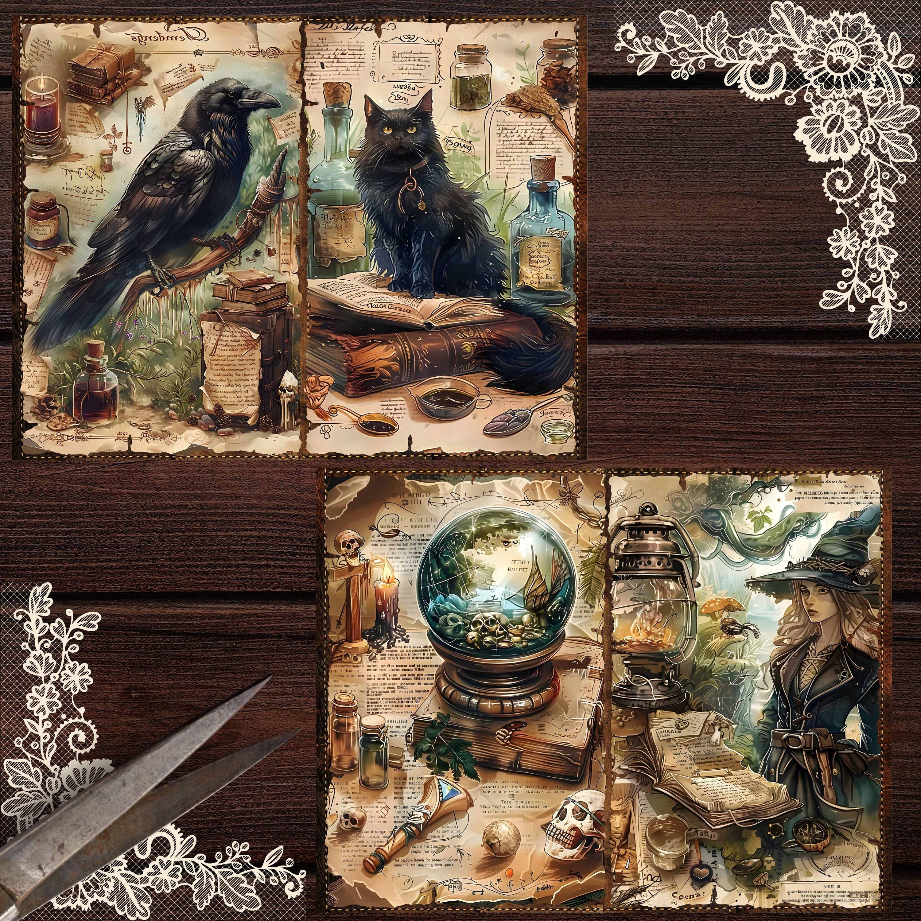 Witchcraft Junk Journal Kit: Vintage Potions Scrapbook Paper (digital ...