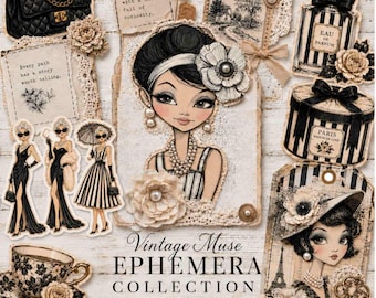 Printable Vintage Elegance Vintage Paper Dolls: Shabby Chic Woman Junk Journal Ephemera (Digital Download)