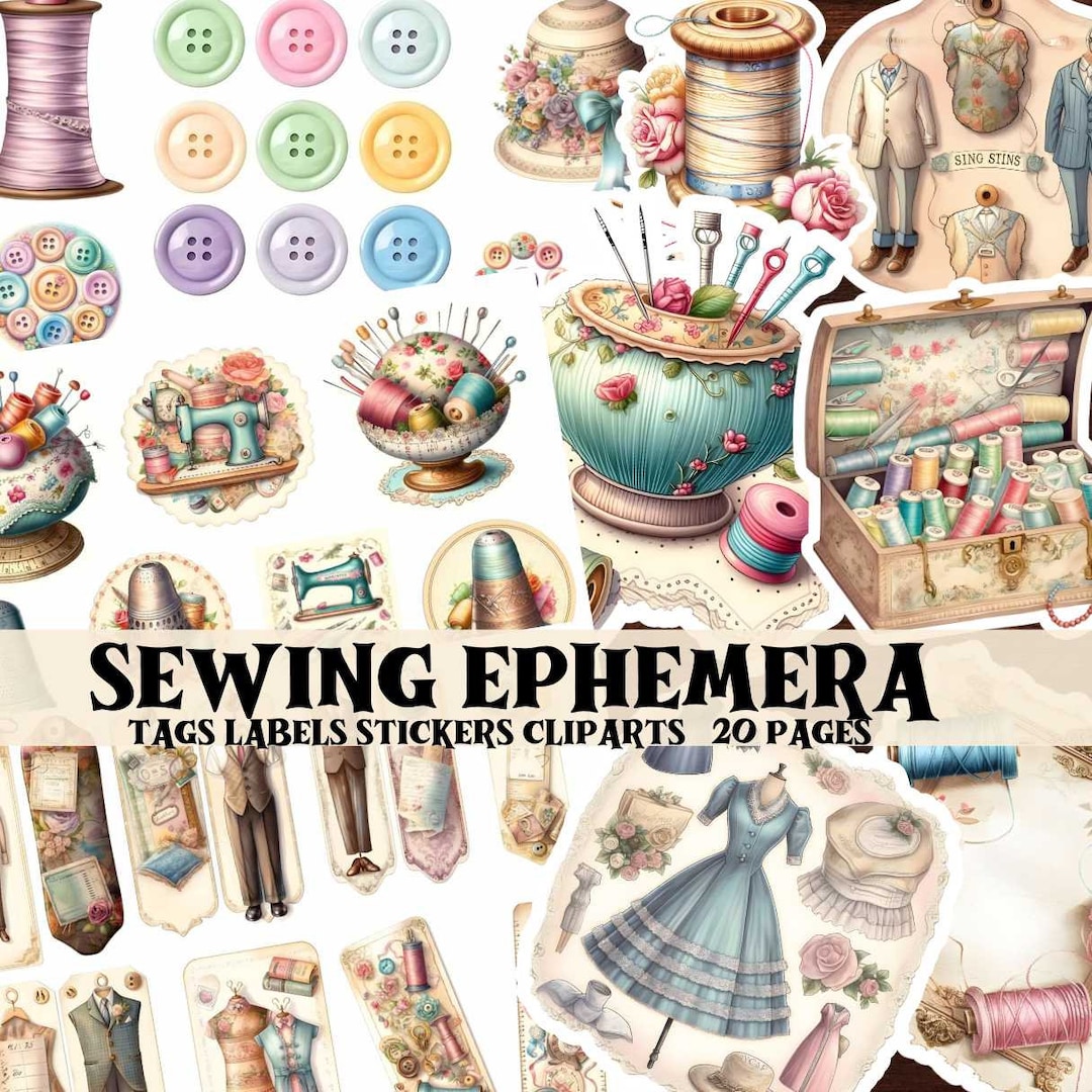 Vintage Sewing Junk Journal Kit Sewing Fussy Cuts Scrapbook Printable ...
