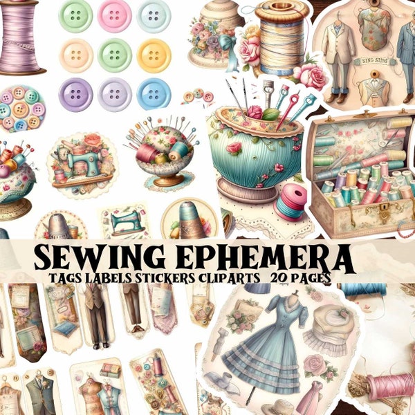 Vintage Sewing Junk Journal Kit Sewing Fussy Cuts Scrapbook Printable Sewing Ephemera Vintage Junk Journal Supplies Sewing Shabby Chic Tags