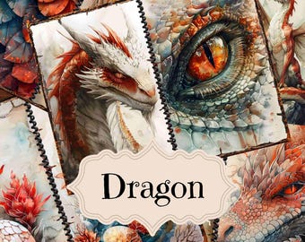 Red Dragon Junk Journal Kit: Fantasy Dragon Printable Backgrounds (Digital Art)