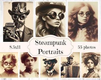 Fotos de retratos steampunk en sepia: Suministros para revistas basura victorianas (descarga digital)