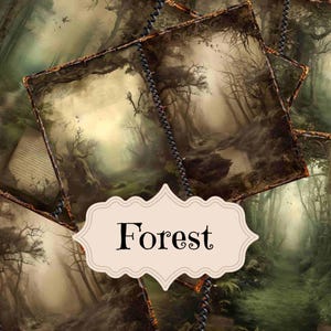Zestaw do dziennika leśnych śmieci Enchanted Forest Scrapbook Cyfrowy papier Enchanted Forest Junk Journal Supplies Fairy Shabby Chic Forest Backgrounds