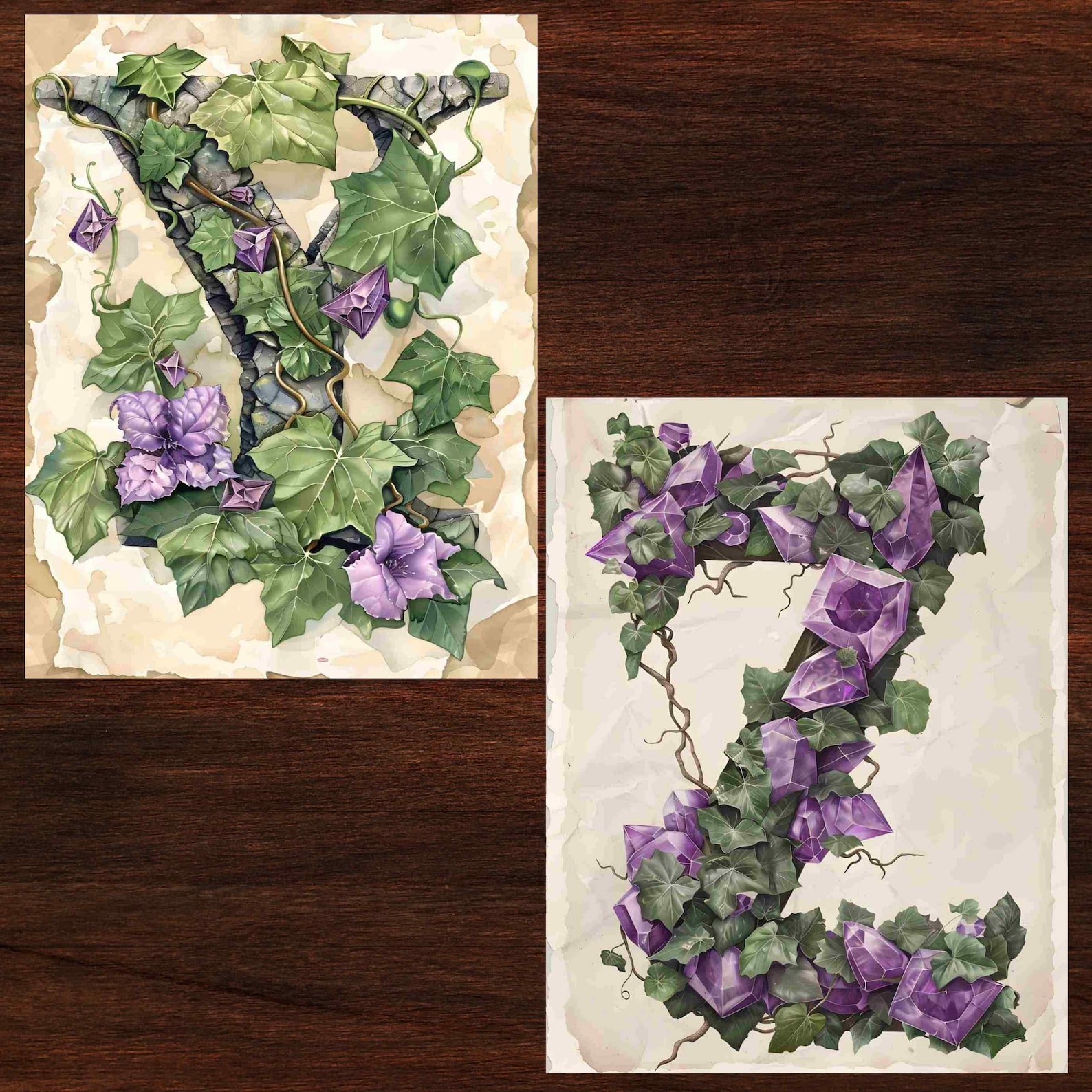 Alphabet Junk Journal Kit Enchanted Alphabet Scrapbook Digital Paper ...