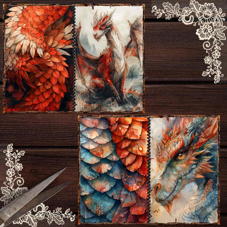 Experience the thrill of crafting as you delve into our collection of digital art, featuring intricate designs that seamlessly blend the elegance of shabby chic with the fierceness of mythical dragons.