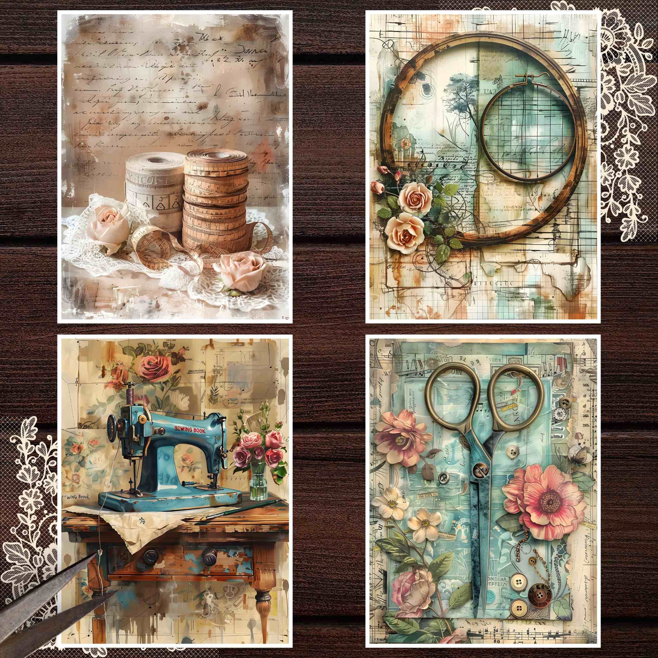 Vintage Sewing Junk Journal Kit: Shabby Chic Printable Pages (digital ...