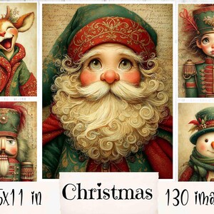 Watercolor Christmas Junk Journal Kit: Vintage Christmas  Scrapbook Paper (Digital Download)