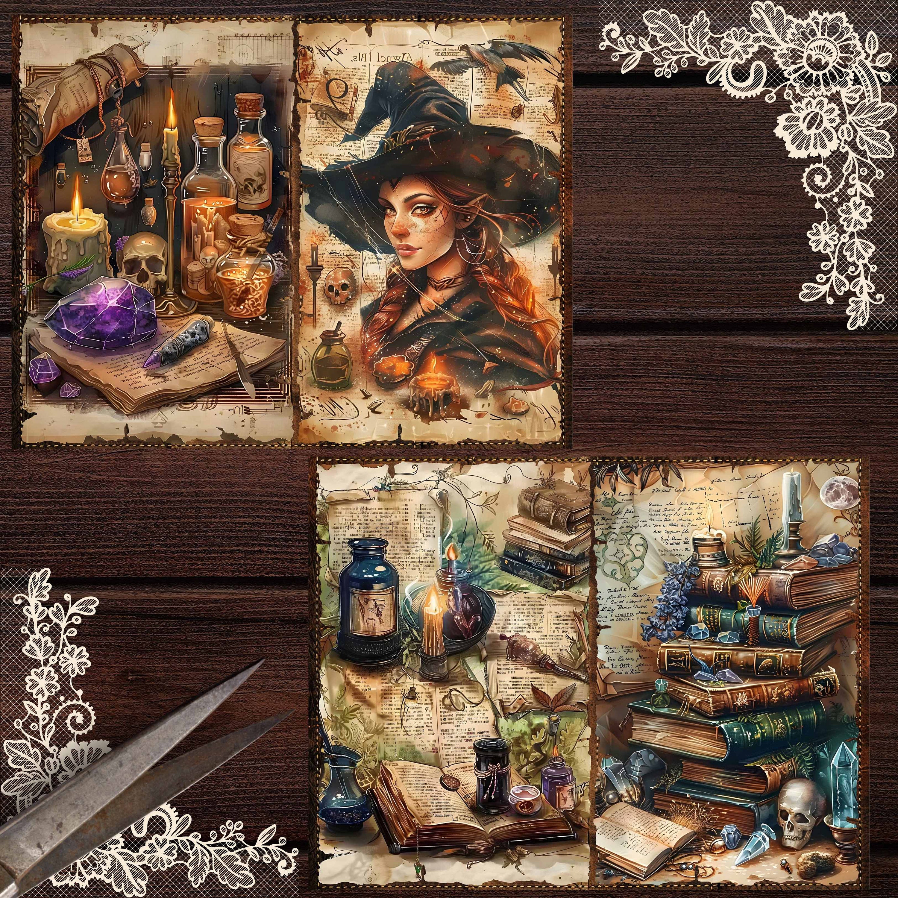 Witchcraft Junk Journal Kit: Vintage Potions Scrapbook Paper (digital ...