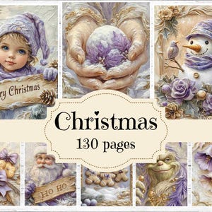 Fournitures de journal indésirable de Noël lavande aquarelle papiers de scrapbooking de Noël vintage arrière-plans de Noël shabby chic Images de Noël