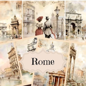 Junk Journal Kit Vintage Italië plakboek collage digitale bedrukbare pagina's Rome Junk Journal levert Shabby Chic Ephemera Rome achtergronden