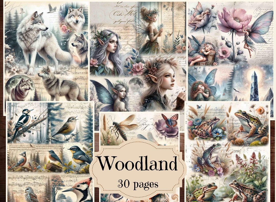 Enchanted Forest Junk Journal Kit: Vintage Woodland Animals Ephemera ...