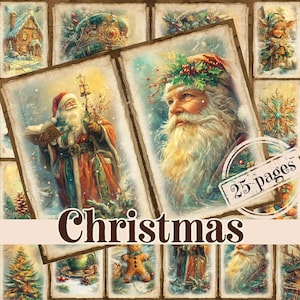 Watercolor Christmas Junk Journal Kit: Vintage Christmas  Scrapbook Paper (Digital Download)