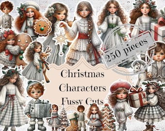 Printable Gray Christmas Fussy Cuts for Junk Journals&Scrapbooks