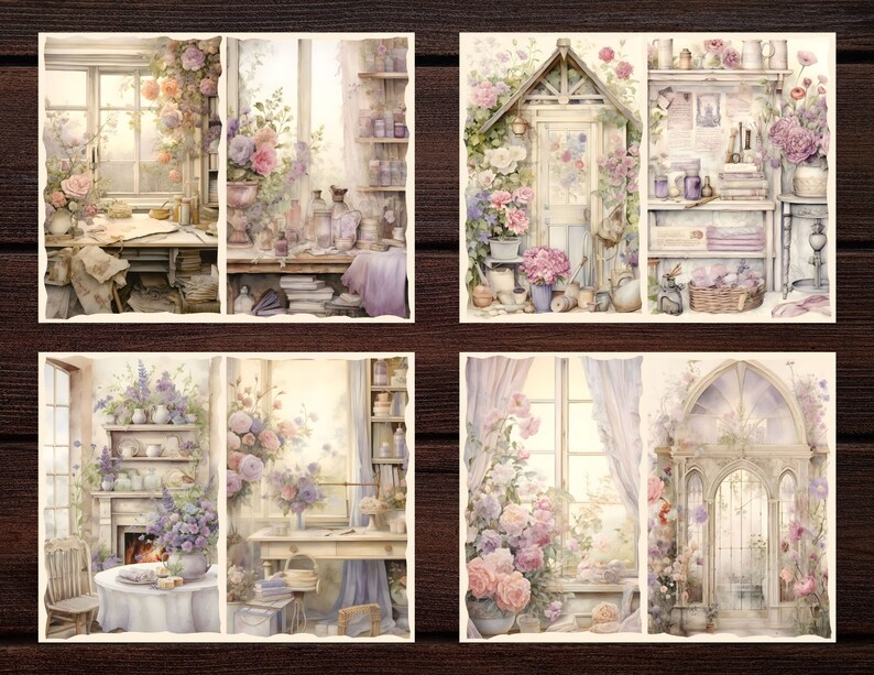 Purple Flower Junk Journal Kit: Vintage Ephemera (digital Download) - Etsy