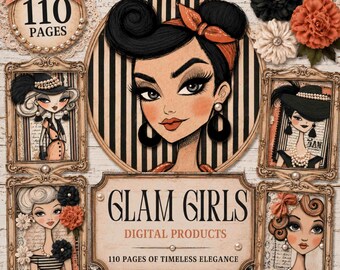 Vintage Glam Paper Dolls: Shabby Chic Junk Journal Kit (Digital Download)