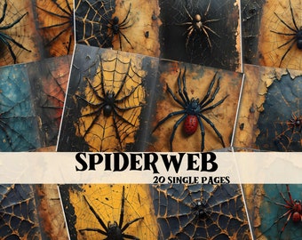 Spiderweb Junk Journal Kit Spiderweb Junk Journal Supplies Spiderweb Scrapbook Printable Digital Pages Spiderweb Shabby Chic Backgrounds