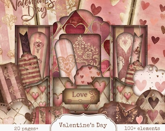 Valentijnsdag-junkjournaal: Valentijnsdag-liefdestags (digitale download)