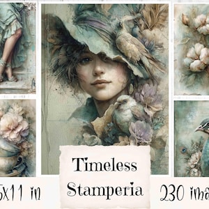 Kit de journal indésirable Stamperia intemporel Scrapbook vintage victorien imprimable Art vert shabby chic arrière-plans Stamperia