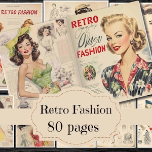 Suministros para diarios basura de moda retro Páginas imprimibles para álbumes de recortes vintage Desfile de moda de primavera vintage Moda retro Shabby Chic Fondo retro