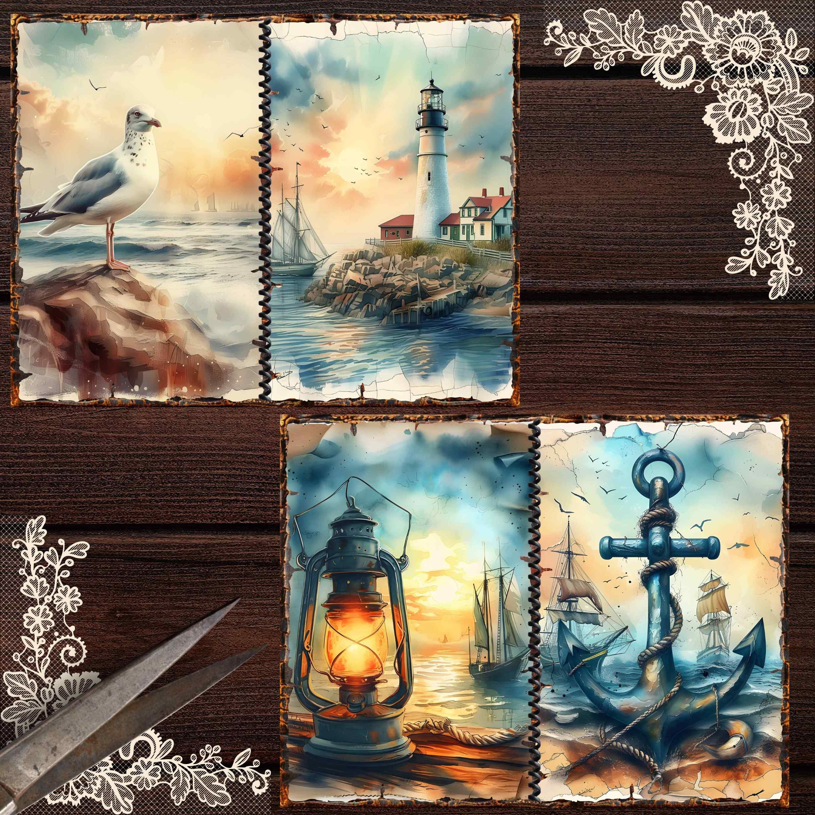 Nautical Junk Journal Kit Ocean Vintage Scrapbook Pages Nautical Shabby ...
