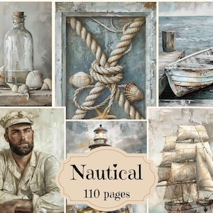 Rustikales Nautisches Junk Journal Kit Ozean Vintage Scrapbook Seiten Nautische Shabby Chic Hintergründe Rustikale Junk Journal Zubehör druckbare Kunst