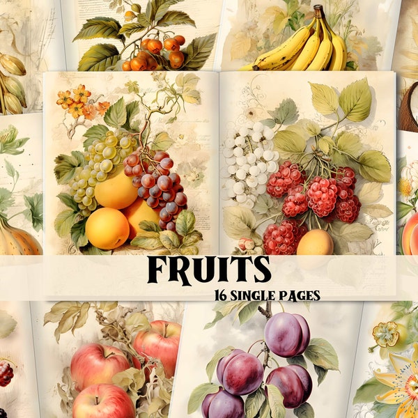 Junk Journal Kit Vintage Fruits Collage Digital Vintage Kit Fruits Vintage Junk Journal Art Fruits Shabby Chic Ephemera Printable Supplies