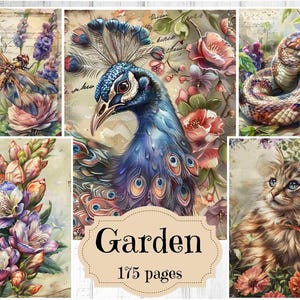 Aquarelle printanière jardin indésirable Journal fournitures fleurs Scrapbook imprimable printemps jardin éphémères vintage shabby chic printemps arrière-plans