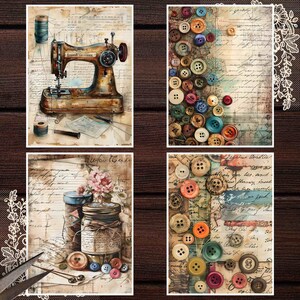 Vintage Sewing Junk Journal Kit Sewing Scrapbook Digital Printable ...