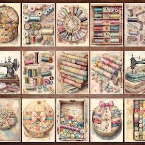 Vintage Sewing Junk Journal Kit Sewing Scrapbook Digital Printable ...