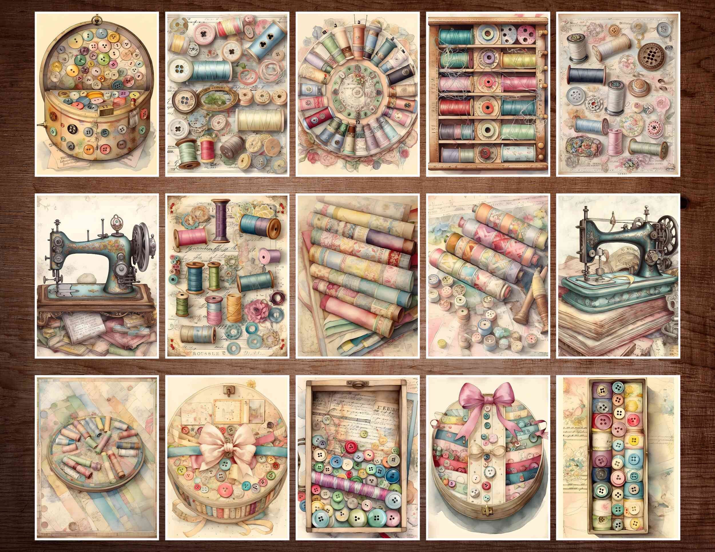 Vintage Sewing Junk Journal Kit: Shabby Chic Ephemera (digital ...