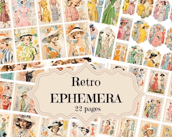 Artículos de moda de los años 50: Imprimibles vintage para álbumes de recortes (Descarga digital)