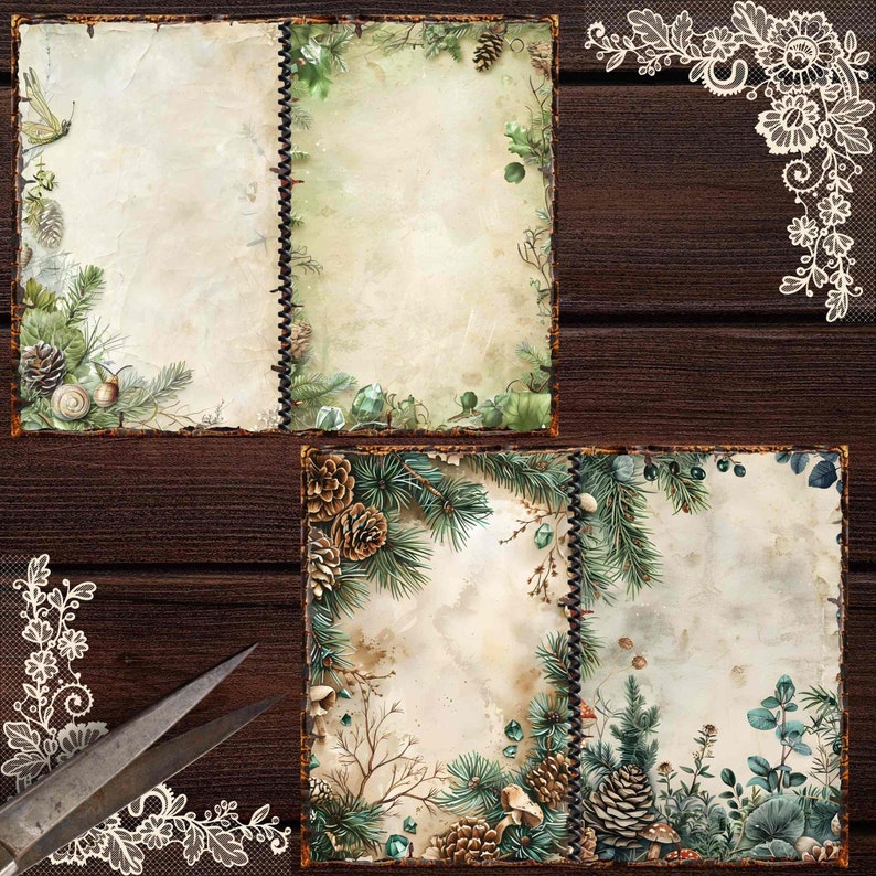 Enchanted Forest Junk Journal Kit: Shabby Chic Scrapbook Paper (digital ...