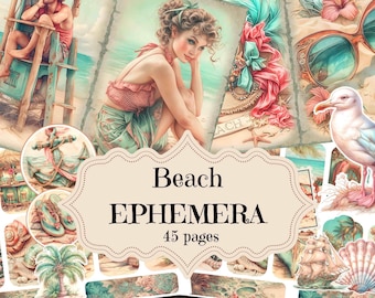Printable Vintage Beach Ephemera: Nautical Junk Journal (Digital Download)