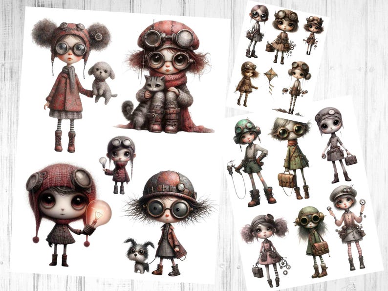 Steampunk Characters Junk Journal Kit: Vintage Printable Ephemera Fussy ...