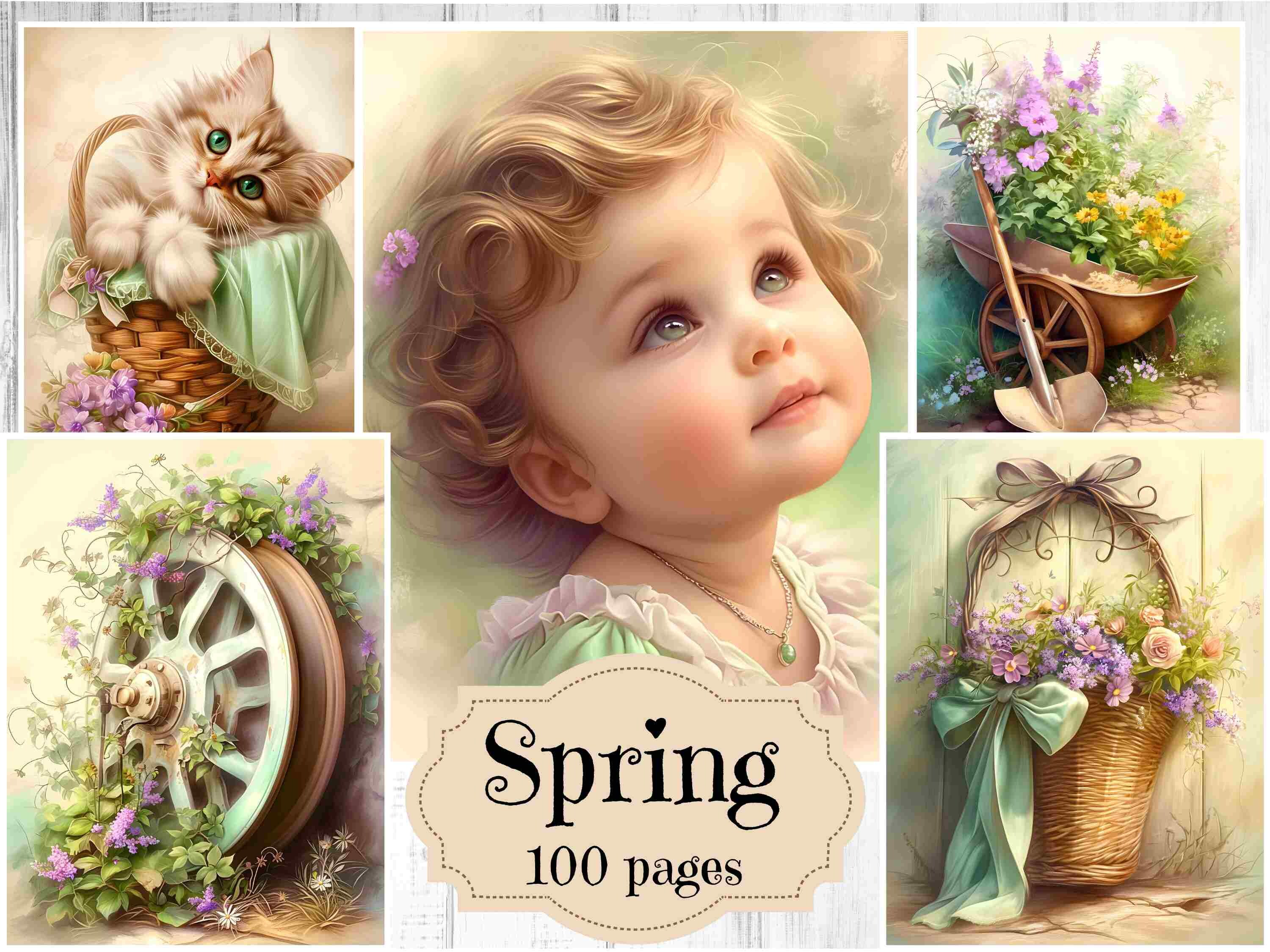 Spring Garden Junk Journal Kit: Shabby Chic Floral Pages (digital ...