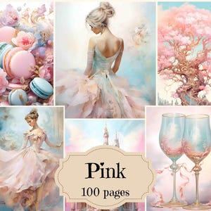 Pink Turquoise Vintage Junk Journal Kit: Watercolor Ephemera (Digital Download)