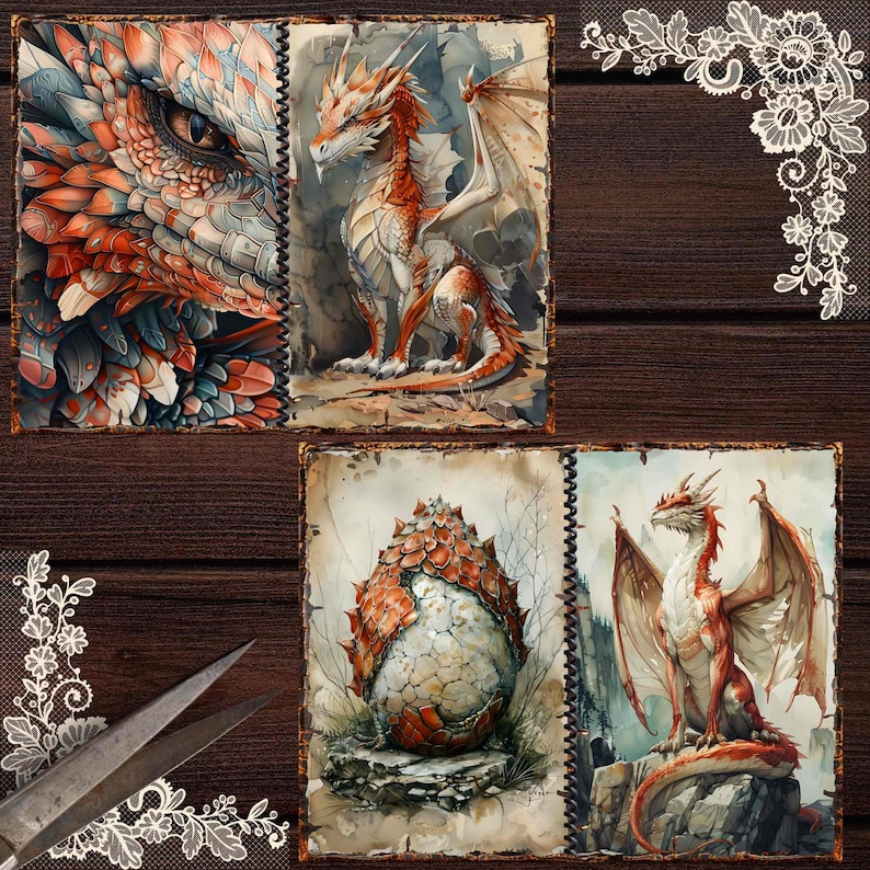 Dive into the realm of imagination as you explore our Shabby Chic Digital Art, meticulously designed to evoke the charm of vintage aesthetics intertwined with the power of mythical creatures.