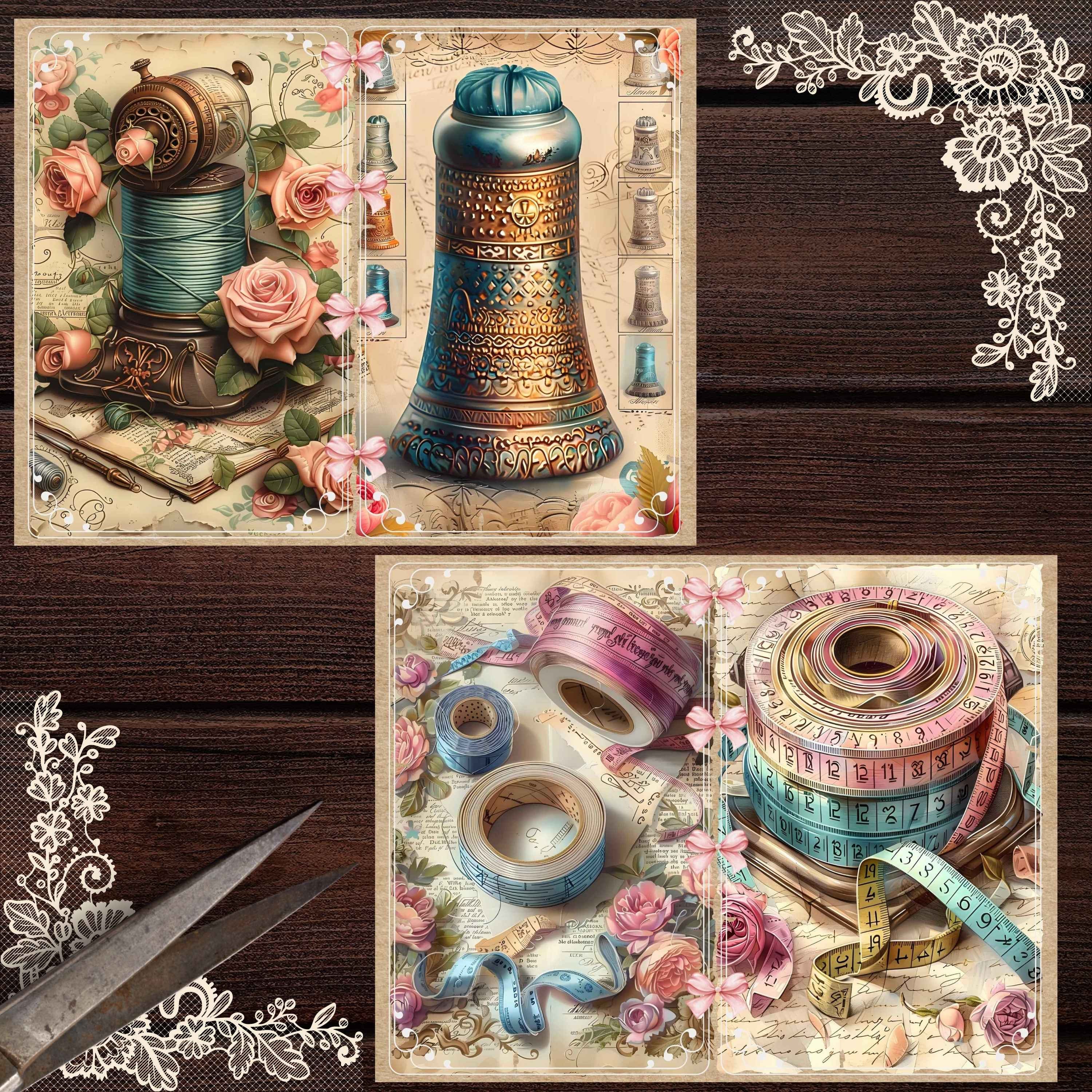 Vintage Sewing Junk Journal Kit: Shabby Chic Printable Pages (digital ...