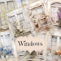 Windows Junk Journal Kit: Shabby Chic Watercolor Scrapbook (Digital Download)