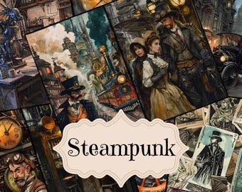 Kit per diario di viaggio vintage Steampunk Town: pagine di album stampabili (download digitale)