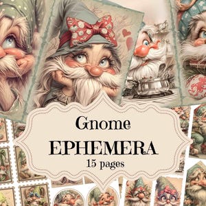 Kit de diario basura con gnomos de fantasía Suministros para diario basura con gnomos antiguos Páginas imprimibles para álbumes de recortes con gnomos Fondos con gnomos Shabby Chic