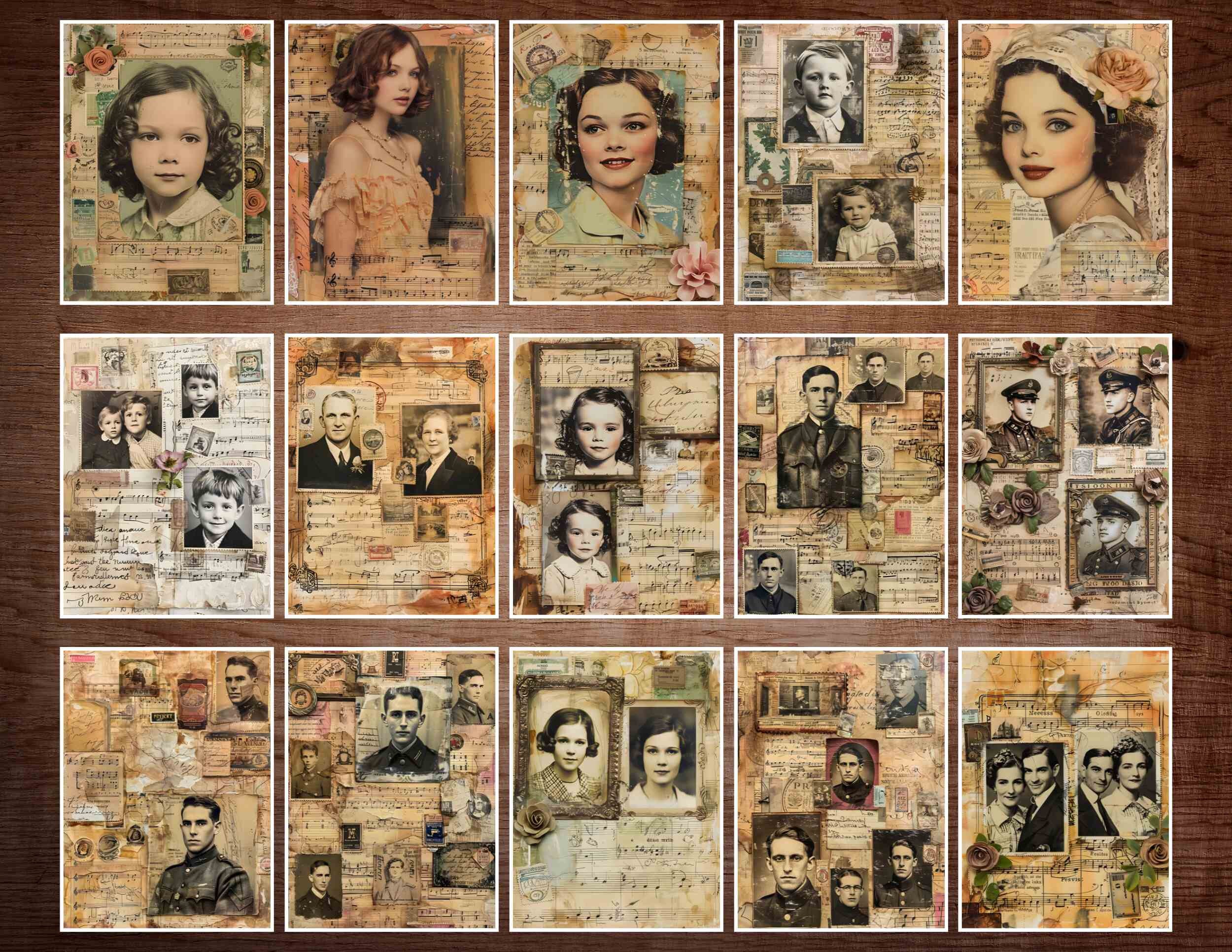 アンティーク雑誌セット 1930's Photos Junk Journal Kit Vintage Photos Junk Journal