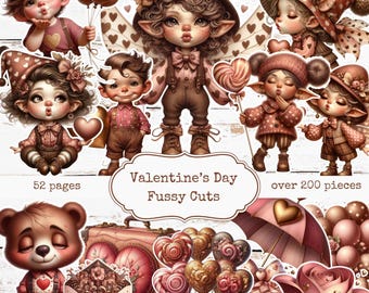 Valentijnsdag Junk Journal: Valentine Ephemera Love FussyCuts (digitale download)