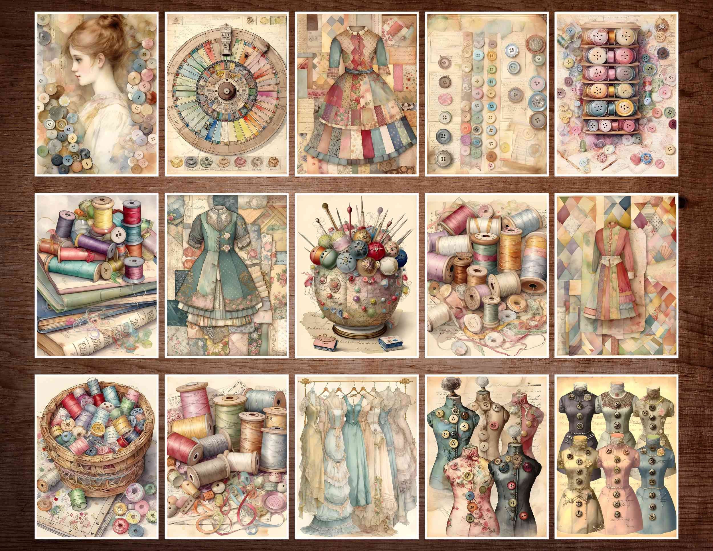 Vintage Sewing Junk Journal Kit: Shabby Chic Ephemera (digital ...