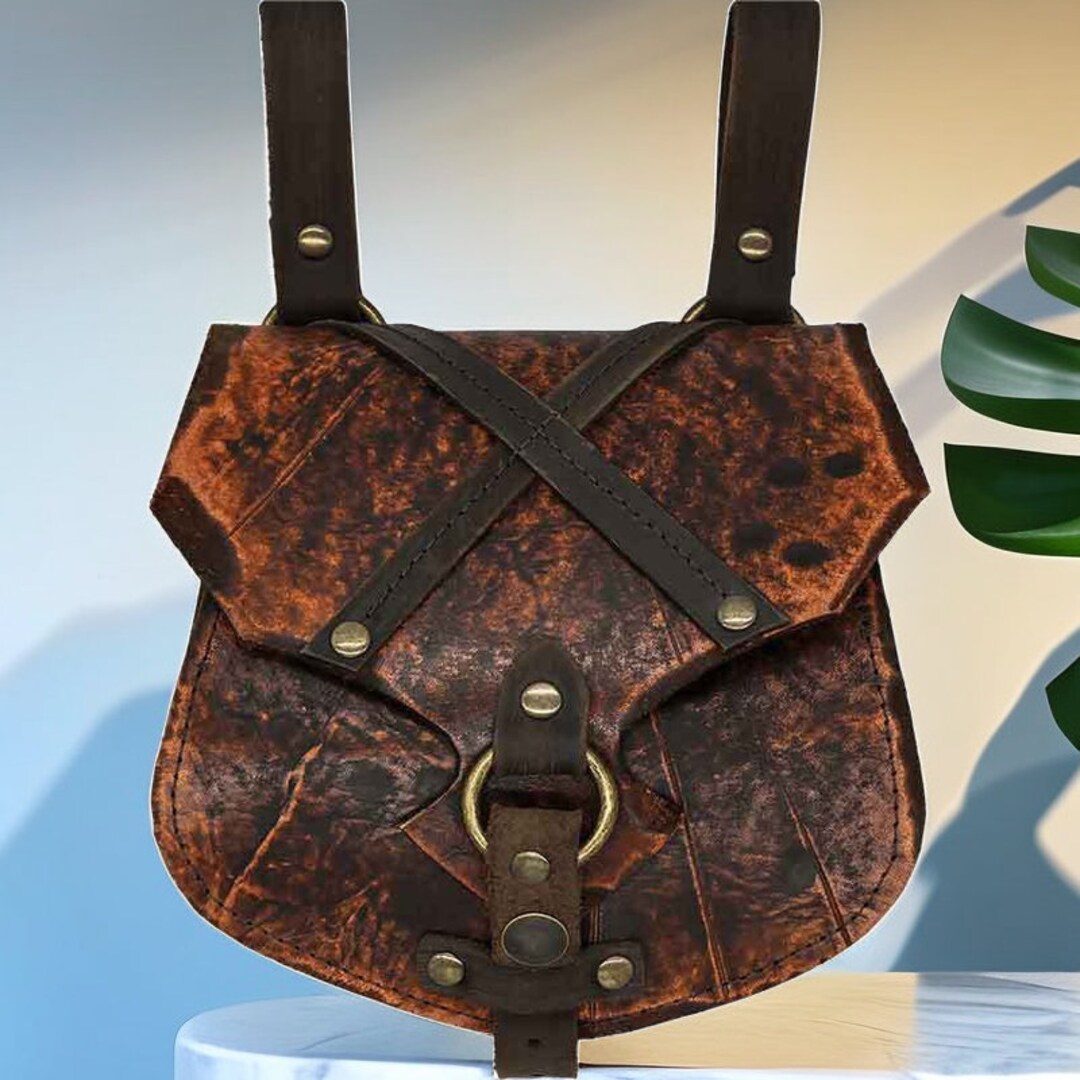 Medieval Drawstring Leather Belt Bag Renaissance Belt Bag Etsy